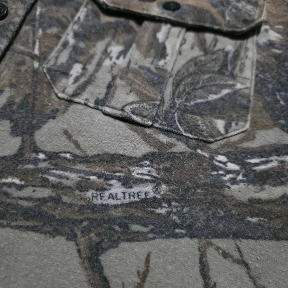 Vintage Rattlers Brand Realtree Camo Button Up Flannel Heavy Shirt Mens Small - Picture 3 of 9